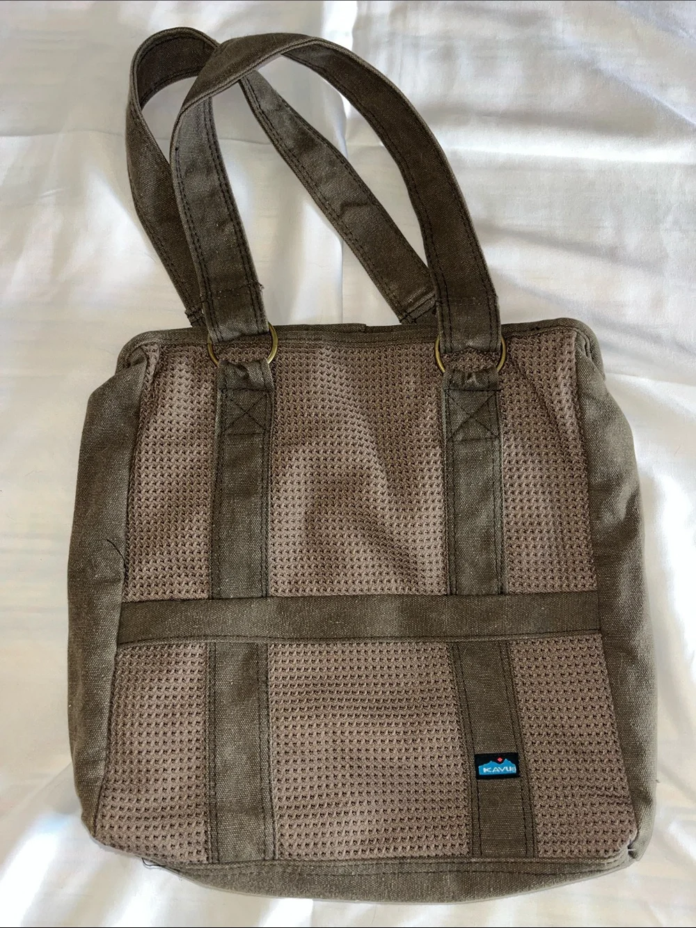 Kavu Gorpcore Brown Woven-Panel Carryall Tote